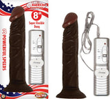 All American Whopper Vibrating 8 Inches Dildo Brown