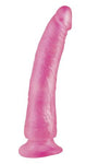 Basix Rubber Slim 7 inches Dong Suction Cup Pink