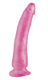 Basix Rubber Slim 7 inches Dong Suction Cup Pink