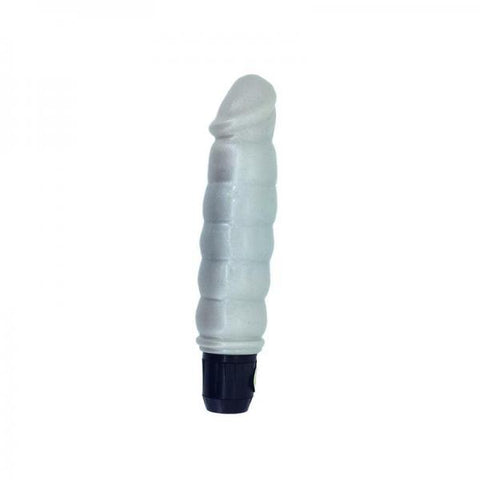 Pearl Sheen Ribbed Vibrator White