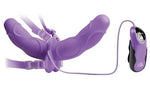 Elite Vibrating Double Delight Strap On 10 Inches - Purple