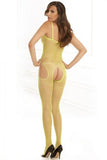 Industrial Net Suspender Bodystocking Lime Green O/S