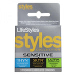 Lifestyles Styles Sensitive Collection Condoms 3 Pack