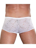 Male Power Stretch Lace Mini Shorts White Medium