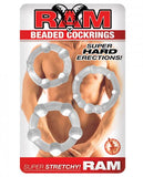 Ram Beaded Cock Rings Clear Pack of 3