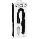 Icicles No 49 Clear Butt Plug Black Flogger