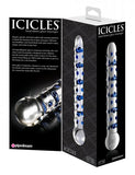 Icicles No 50 Clear Glass Wand Blue Nubs