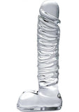 Icicles No. 63 Textured Glass Dildo With Balls 8.5in - Clear