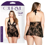 Lace Chemise & Matching G-String Black 1X/2X