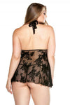 Lace Chemise & Matching G-String Black 1X/2X