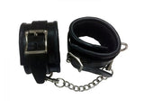 Rouge Padded Leather Ankle Cuffs Black