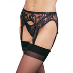 Lace Garter Belt Thong Panty O/S Black