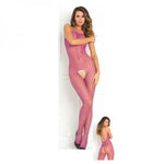 Quarter Crochet Net Bodystocking Purple O/S