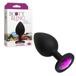 Booty Bling Large Butt Plug Black Pink Stone