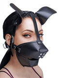 Pup Puppy Play Hood and Breathable Ball Gag Black