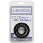 Titanmen Cock Ring Platinum Silicone Double Pack Black