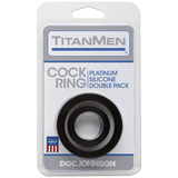 Titanmen Cock Ring Platinum Silicone Double Pack Black