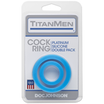 Titanmen Cock Ring Platinum Silicone Double Pack Blue