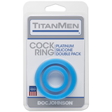 Titanmen Cock Ring Platinum Silicone Double Pack Blue