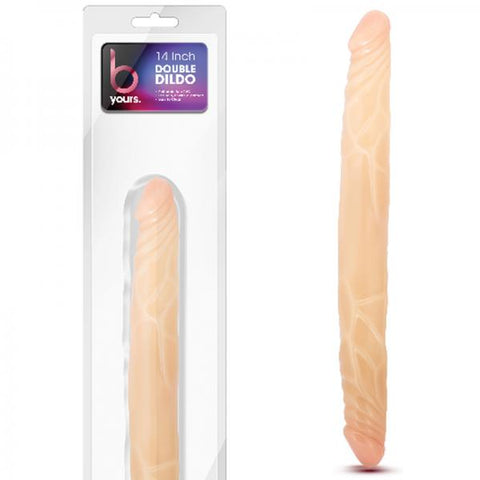 B Yours - 14in Double Dildo - Beige