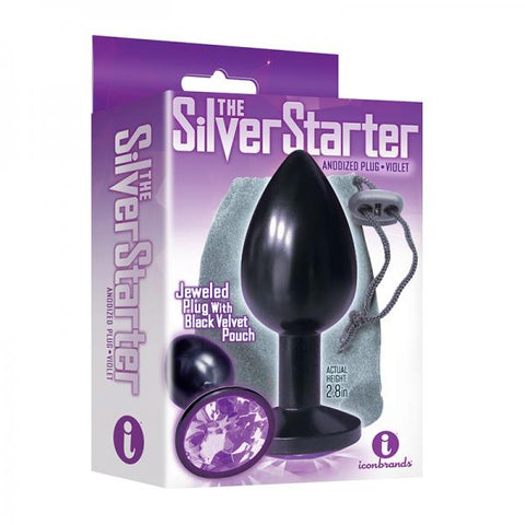 The 9's, The Silver Starter, Bejeweled Annodized Stainless Steel Plug, Violet