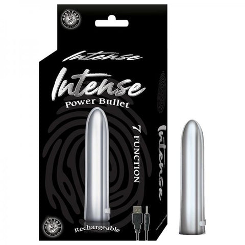 Intense Power Bullet Rechargeable 7 Function Usb Cord Included Waterproof Silver