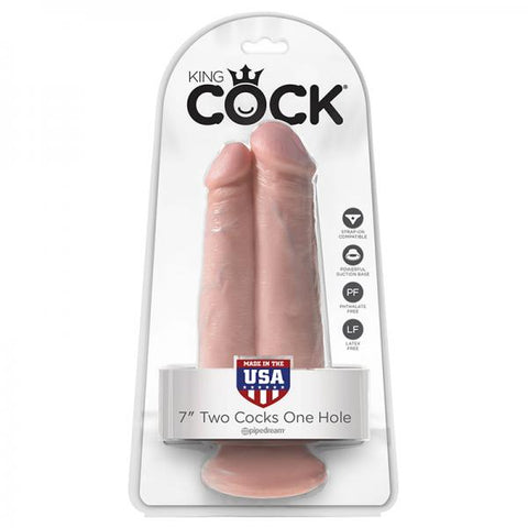 King Cock 7in Two Cocks One Hole Flesh