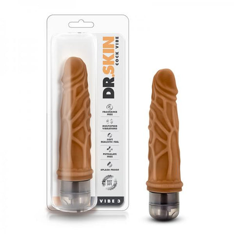 Dr. Skin - Cock Vibe - 7.25 Inch Vibrating Cock - Mocha