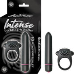 Intense Cockring And Bullet 10 Function Bullet Waterproof Black