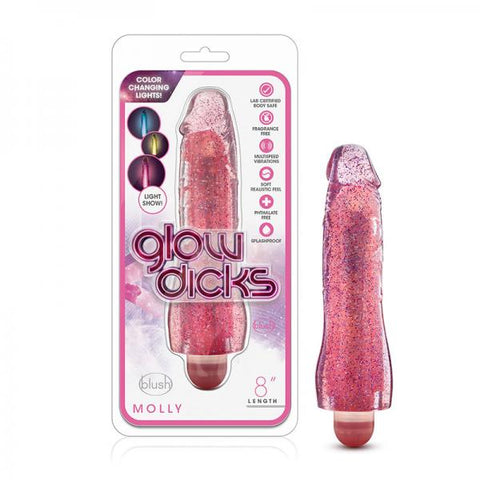 Glow Dicks - Molly Glitter Vibrator - Pink