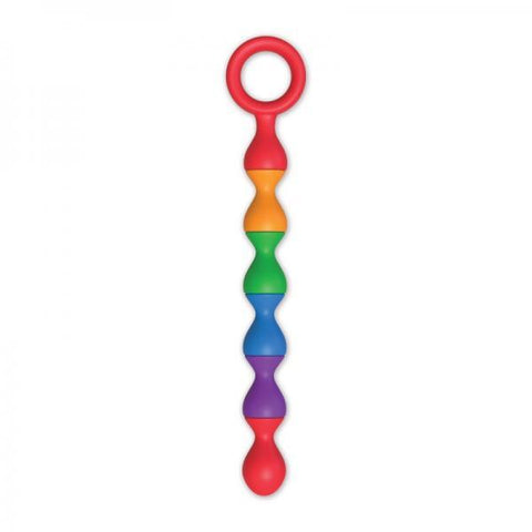 Rainbow Baller Beads Silicone Pleasure Beads With Ring Handle