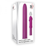 A&e Eve's Satin Slim Vibe Rechargeable Usb Cord Included Silicone Sleeve 10 Vibe Functions Waterproo