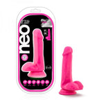 Neo Elite - 6in Silicone Dual Density Cock With Balls - Neon Pink