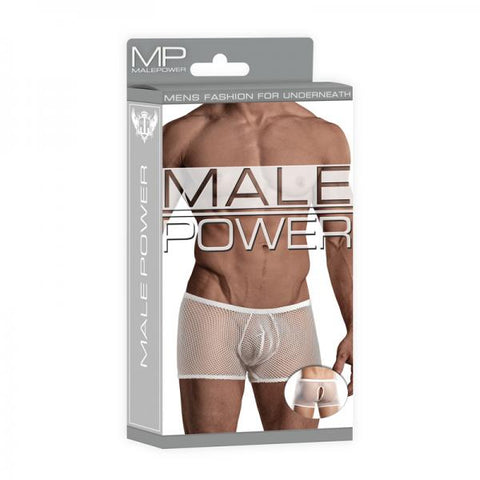 Male Power Stretch Net Peek-a-buns White S/m