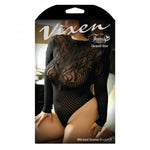 Vixen Wicked Game High High Neck Lomg Sleeve Lace Bodysuit Black Queen