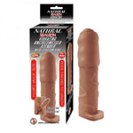 Natural Realskin Vibrating Uncircumsised Xtender With Scrotum Ring-brown