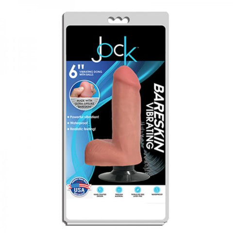 Jock Bareskin Vibrating Dong W/balls & Suction Cup 6in Vanilla