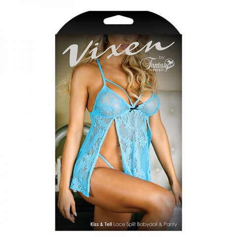 Vixen Kiss & Tell Lace Split Babydoll & Panty L/xl