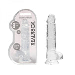 Realrock Realistic Dildo With Balls 8in Transparent